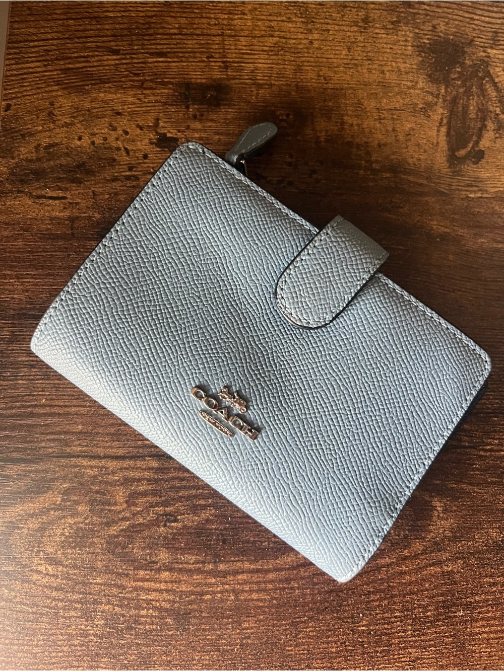 Coach Textured Zip Wallet in Light Blue